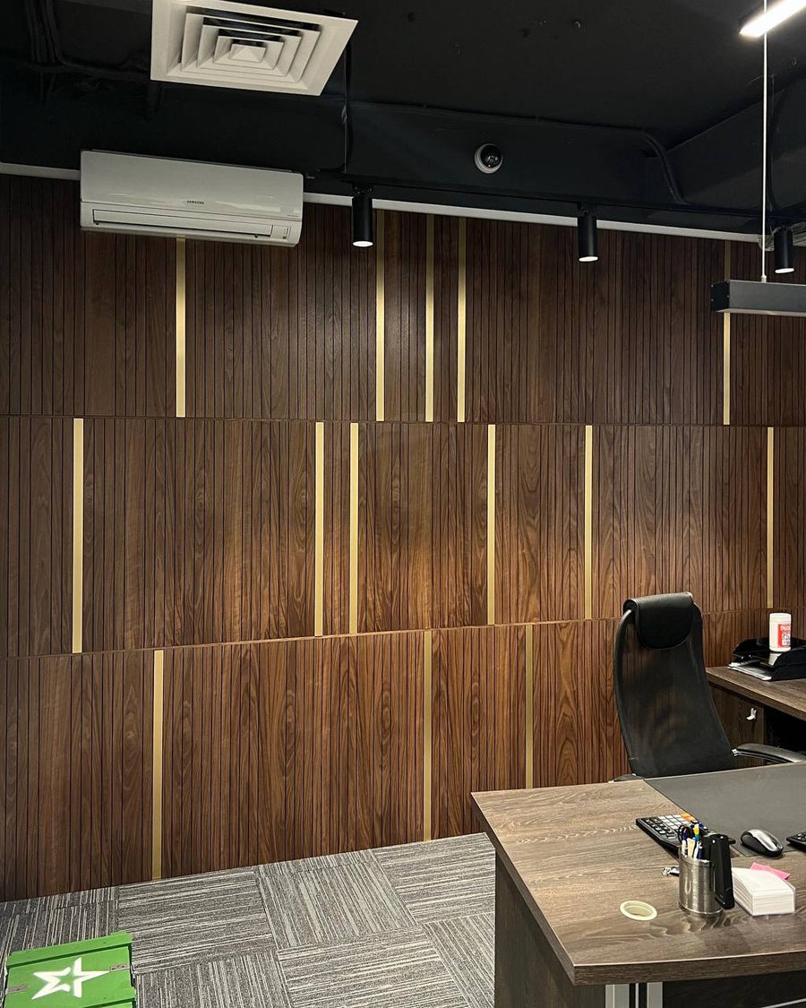 CNC Carved Walnut Panels with Brass