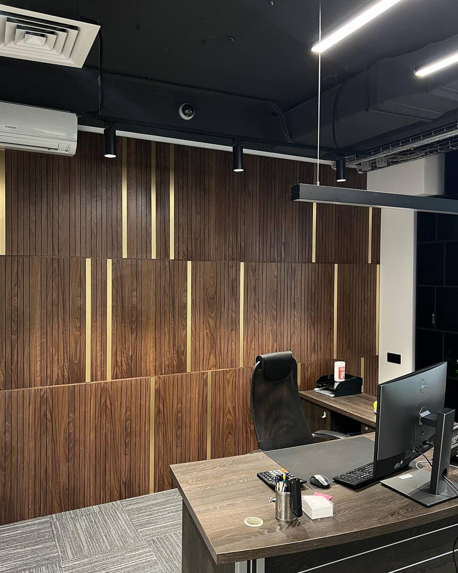 CNC Carved Walnut Panels with Brass