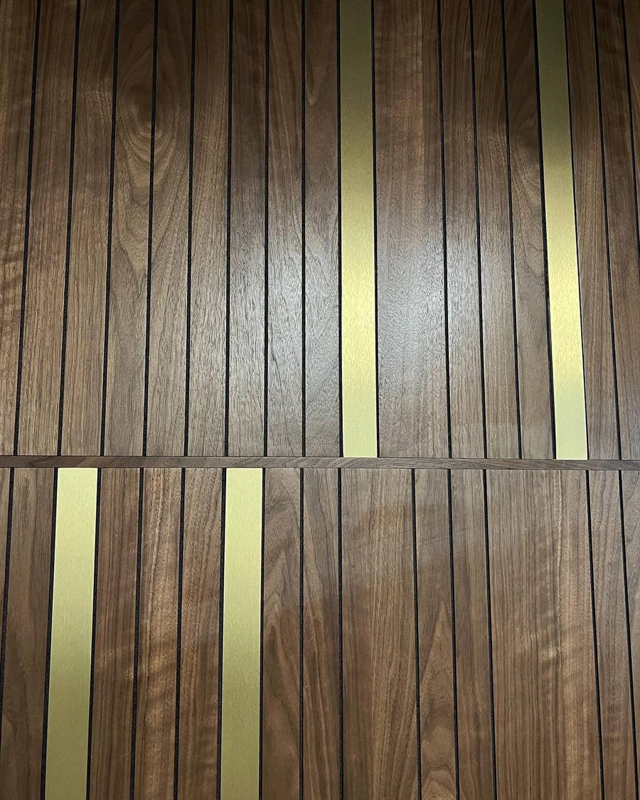 CNC Carved Walnut Panels with Brass