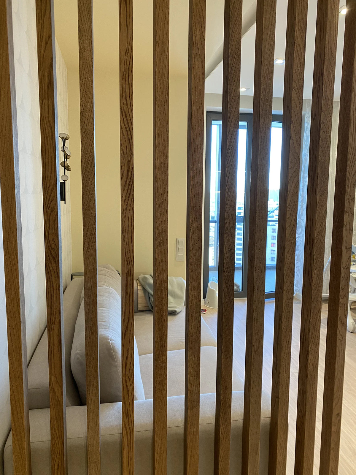 Wood Room Divider for an Apartment