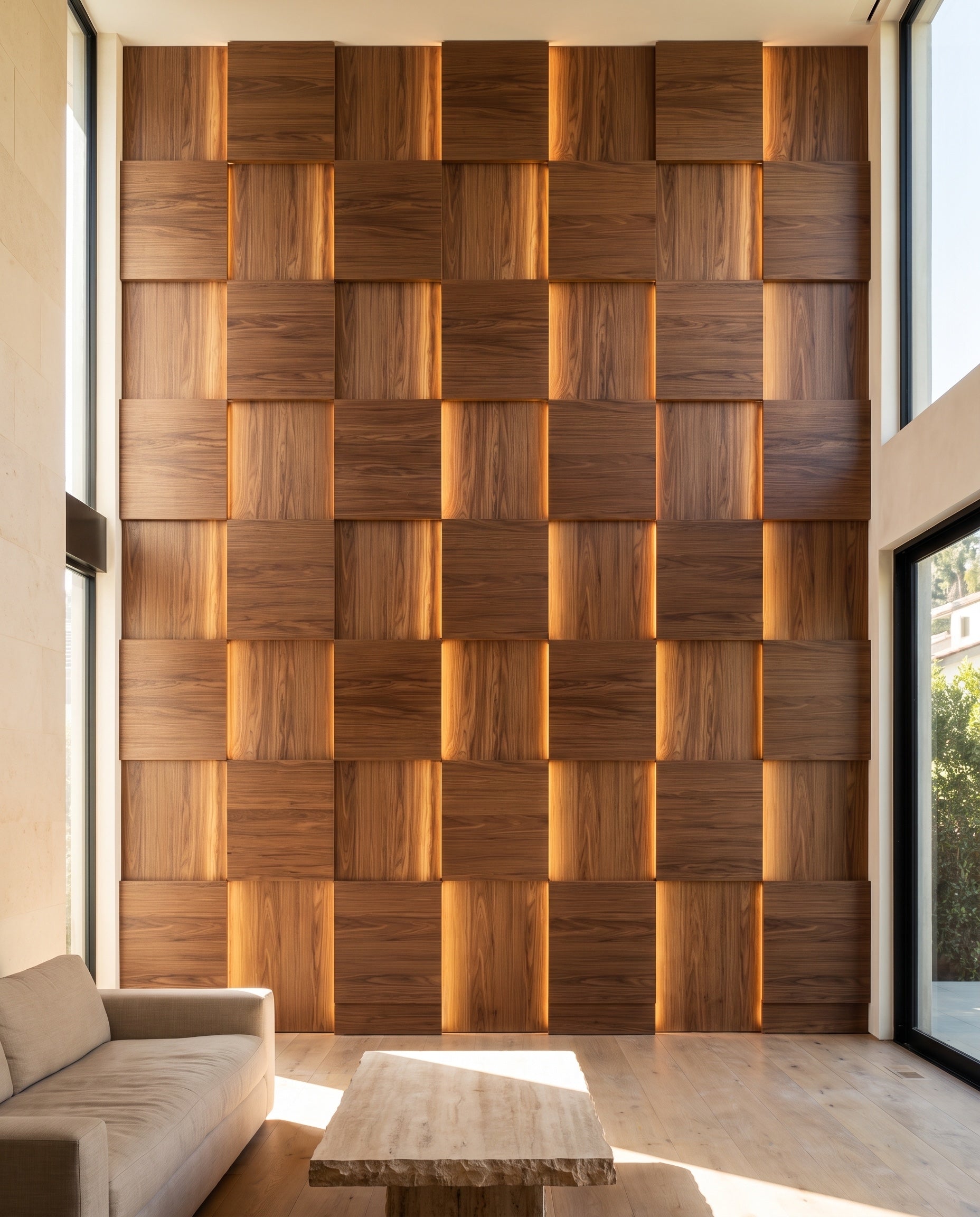3D Square Panels: proposed design in a contemporary interior