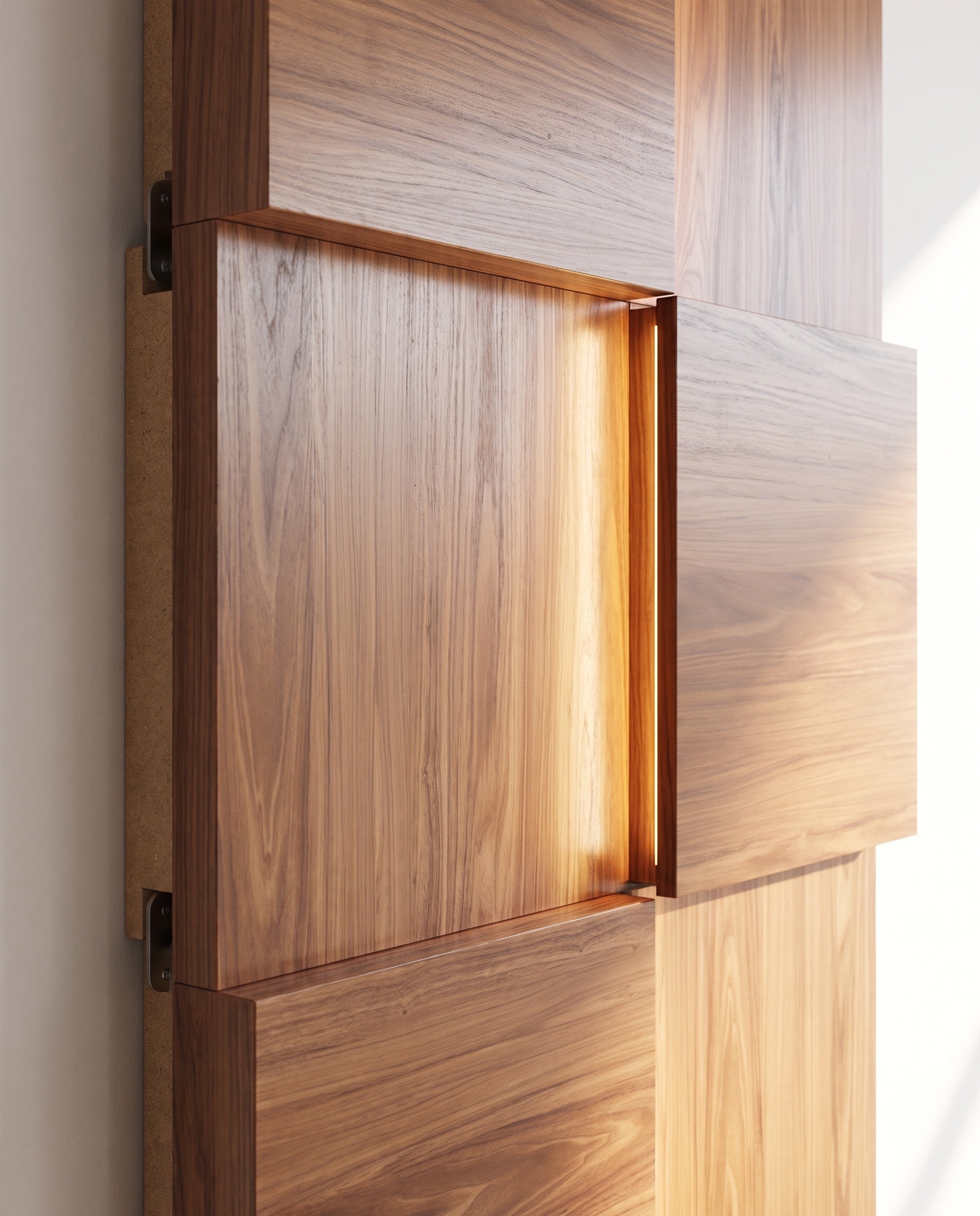 Close construction and material detail of 3D Square Panels