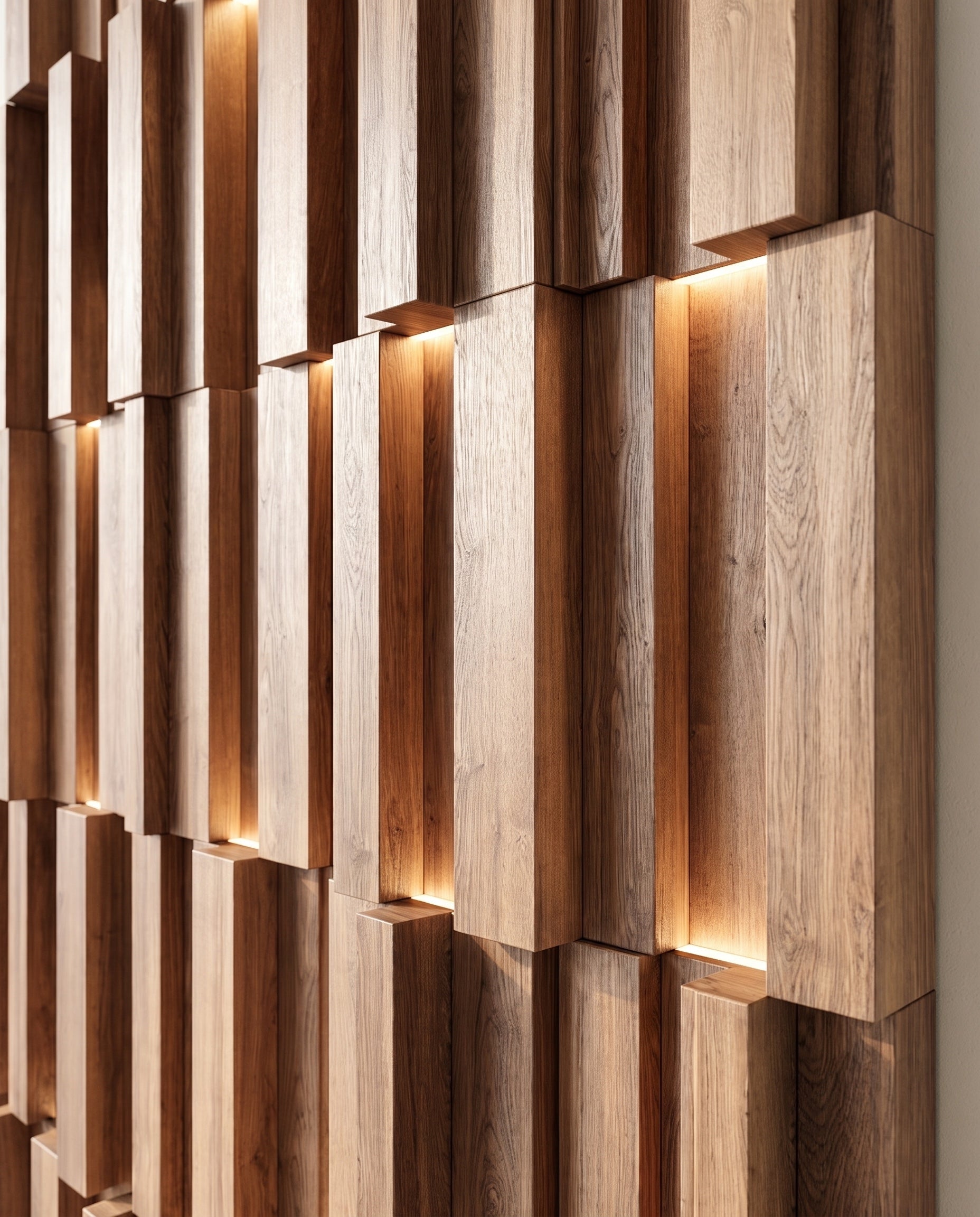 Close construction and material detail of 3D Block Panels
