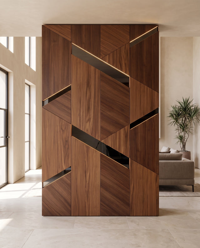 Wood Panels with Mirror Inlay: interior design visualization