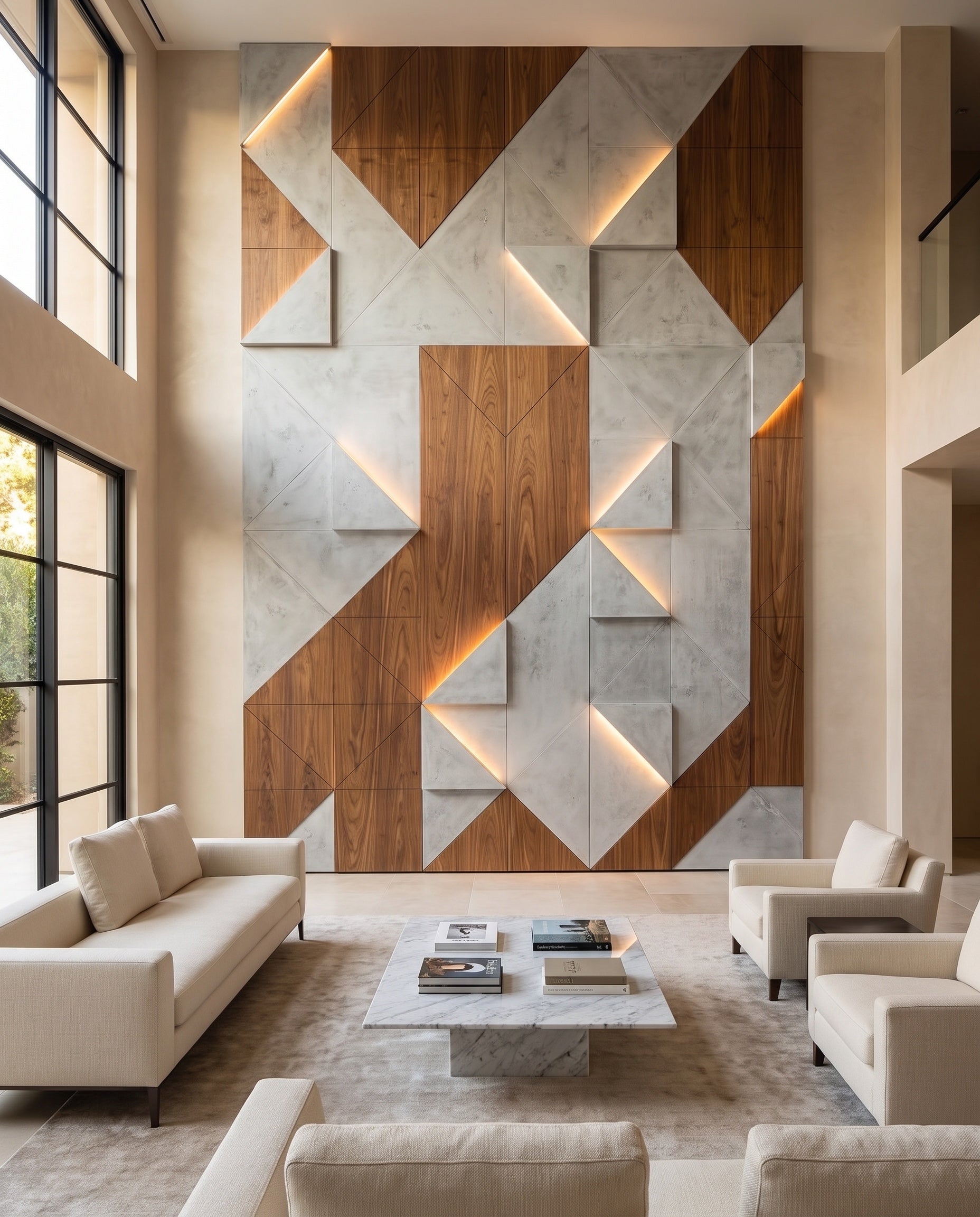 3D Triangular Panels: proposed design in a contemporary interior