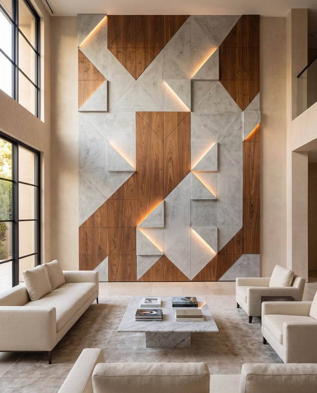 3D Triangular Panels: interior design visualization