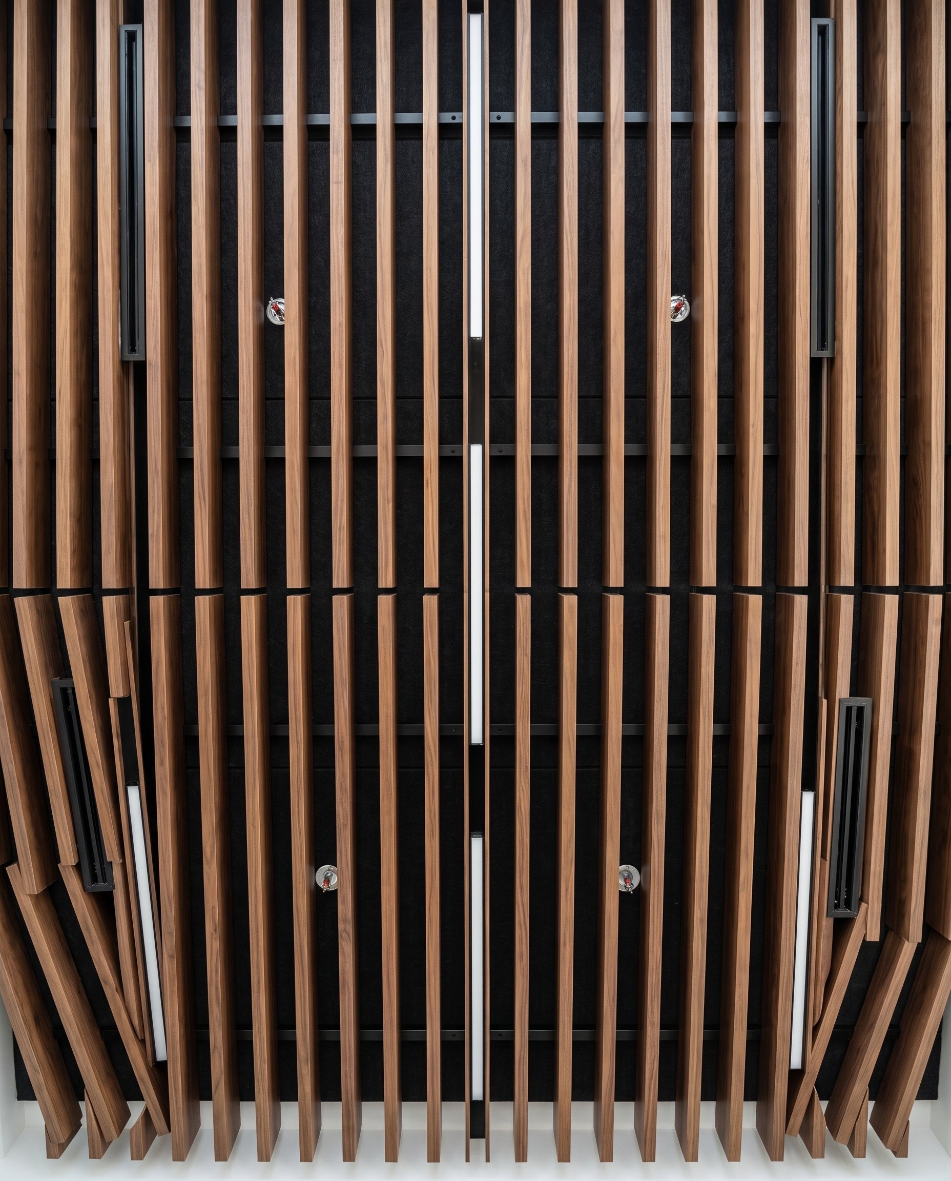 Front elevation showing the complete design and proportions of Acoustic Slat Ceiling